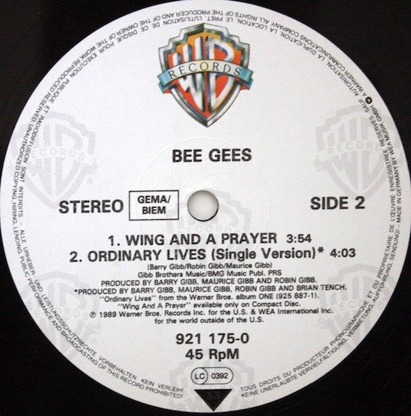 Bee Gees : Ordinary Lives (12", Maxi)