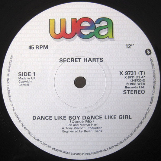 Secret Harts : Dance Like Boy Dance Like Girl (12", Single)