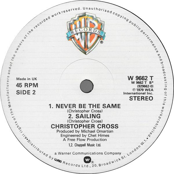 Christopher Cross : No Time For Talk (12", Ltd)