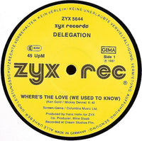 Delegation : Where's The Love (We Used To Know) (12", Maxi)