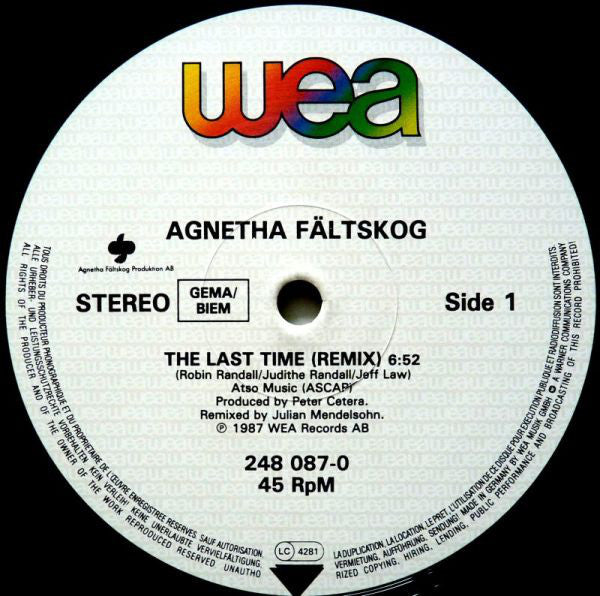 Agnetha Fältskog : The Last Time (12", Maxi)