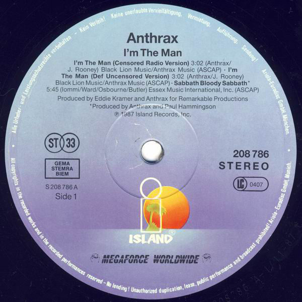Anthrax : I'm The Man (12")