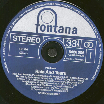 Aphrodite's Child : Rain And Tears (LP, Comp, RP)