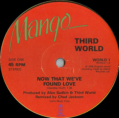 Third World : Now That We've Found Love (Remix) (12")