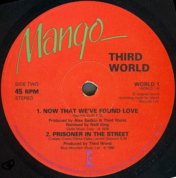 Third World : Now That We've Found Love (Remix) (12")