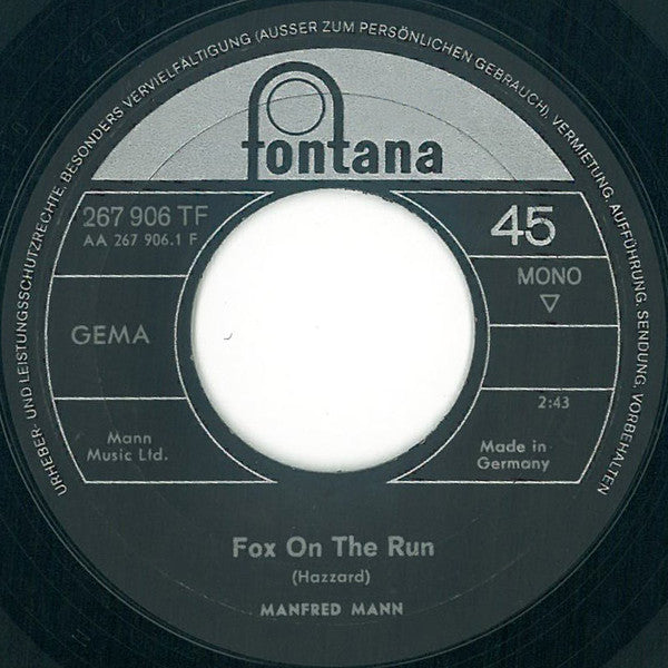 Manfred Mann : Fox On The Run (7", Single, Mono)