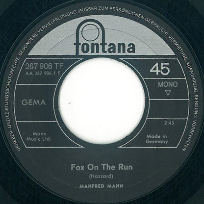 Manfred Mann : Fox On The Run (7", Single, Mono)