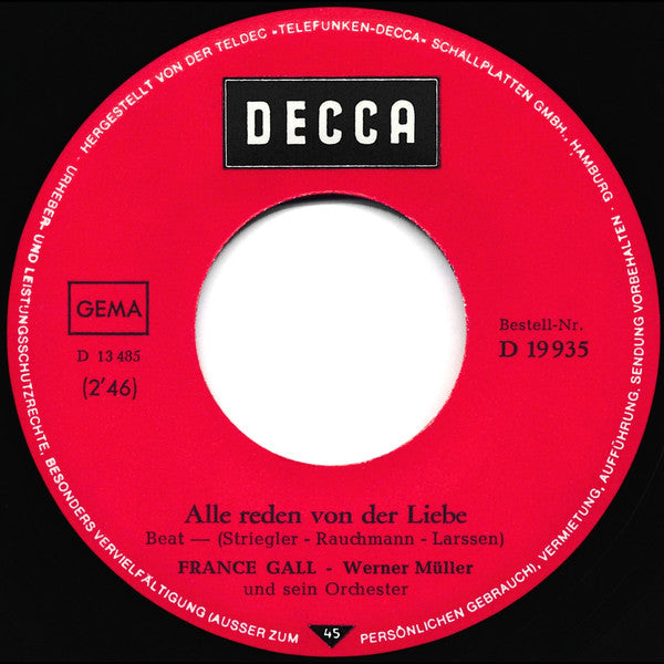 France Gall : Computer Nr. 3 / Alle Reden Von Der Liebe (7", Single)