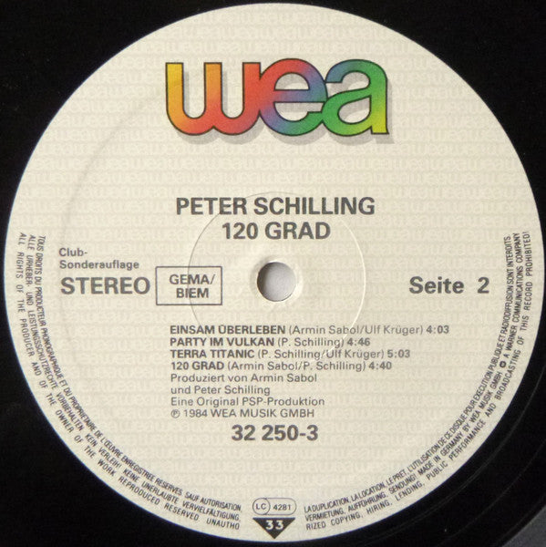 Peter Schilling : 120 Grad (LP, Album, Club)
