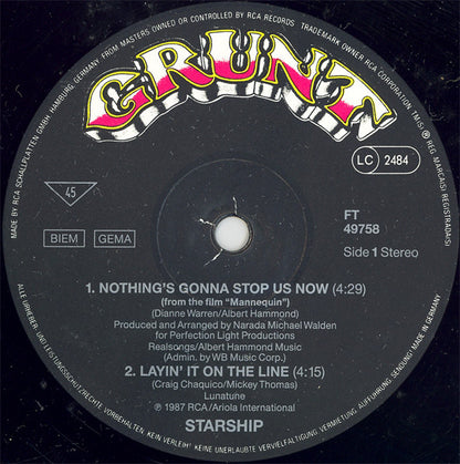 Starship (2) : Nothing's Gonna Stop Us Now (12", Maxi)