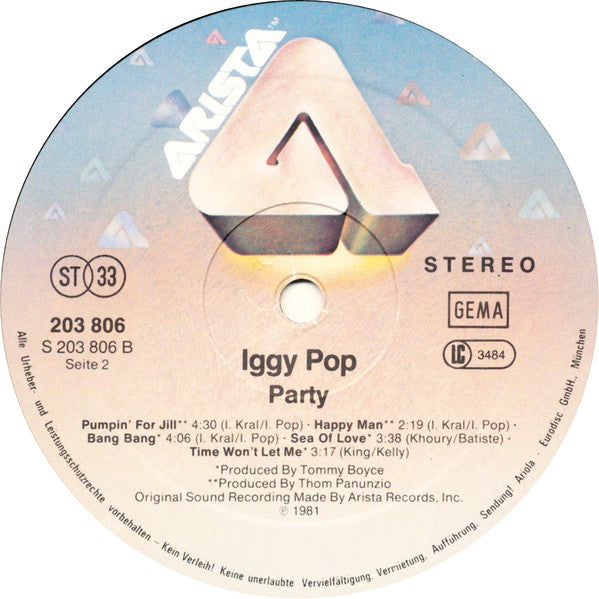 Iggy Pop : Party (LP, Album)