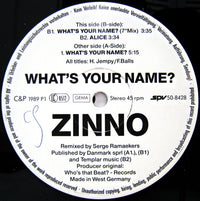 Zinno : What's Your Name? - The Return (12")