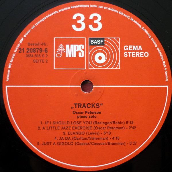 Oscar Peterson : Tracks - Oscar Peterson Piano Solo (LP, Album, RP)