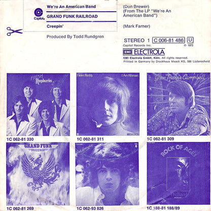 Grand Funk* : We're An American Band (7", Single)