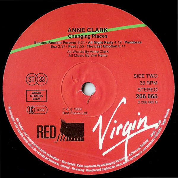 Anne Clark : Changing Places (LP, Album, Gre)