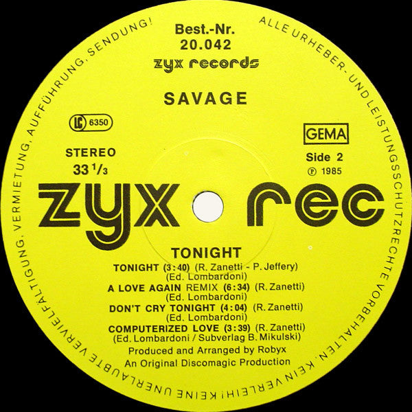 Savage : Tonight (LP, Album)