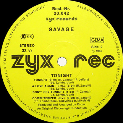 Savage : Tonight (LP, Album)