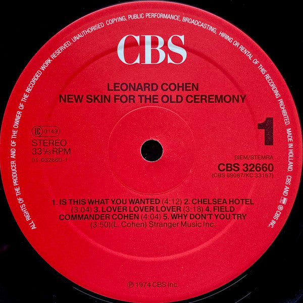Leonard Cohen : New Skin For The Old Ceremony (LP, Album, RE)