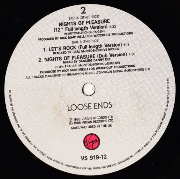 Loose Ends : Nights Of Pleasure (12")