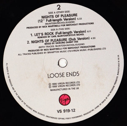 Loose Ends : Nights Of Pleasure (12")