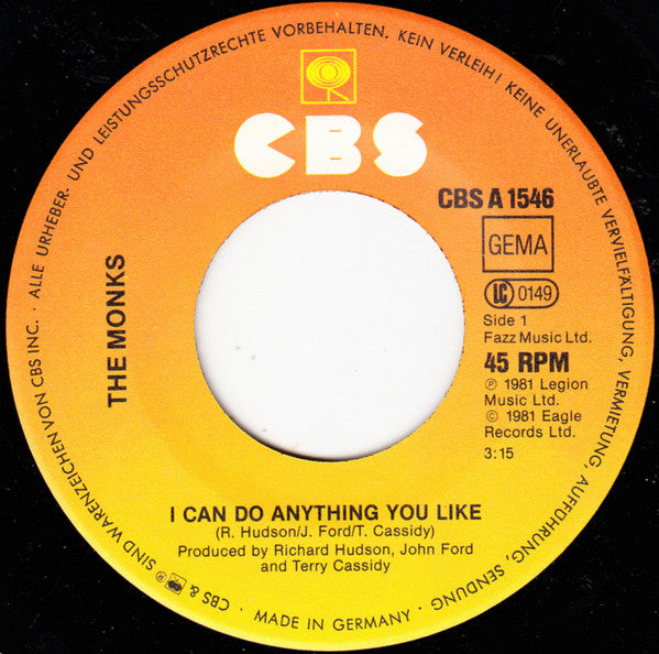 The Monks (4) : I Can Do Anything You Like (7", Single)