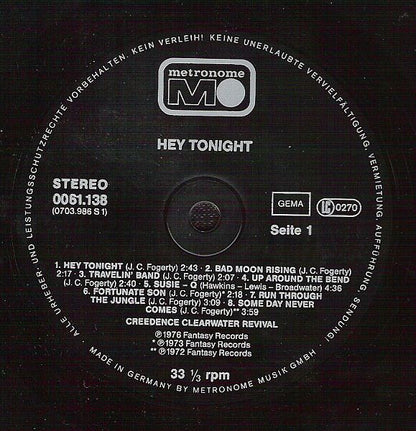 Creedence Clearwater Revival : Hey Tonight (LP, Comp)