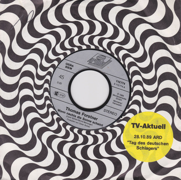 Thomas Forstner : Wenn Nachts Die Sonne Scheint (7", Single, Promo)