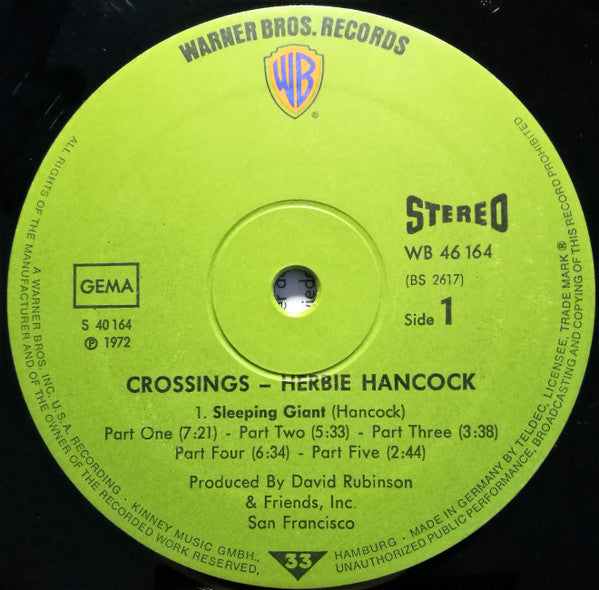 Herbie Hancock : Crossings (LP, Album, Gat)