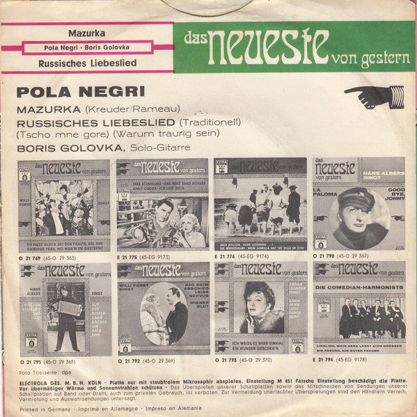 Pola Negri : Mazurka (7", Single)