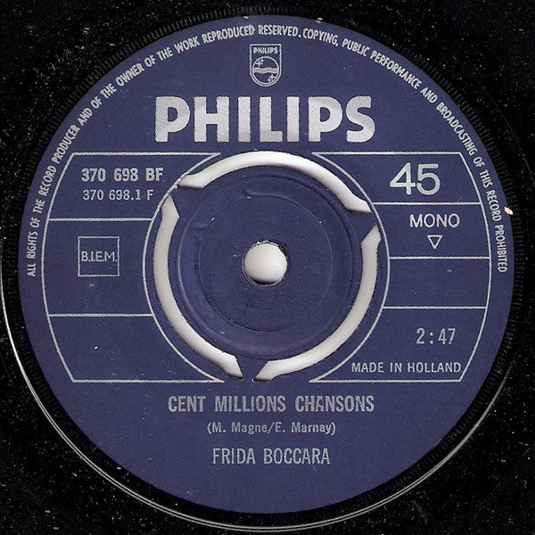 Frida Boccara : Cent Mille Chansons / Je Ne Veux Pas Te Dire Adieu (7", Single)