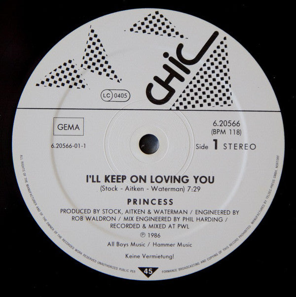 Princess : I'll Keep On Loving You (12", Maxi)