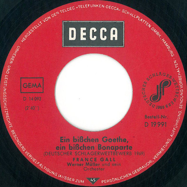 France Gall : Ein Bißchen Goethe, Ein Bißchen Bonaparte (7", Single, Mono, No )