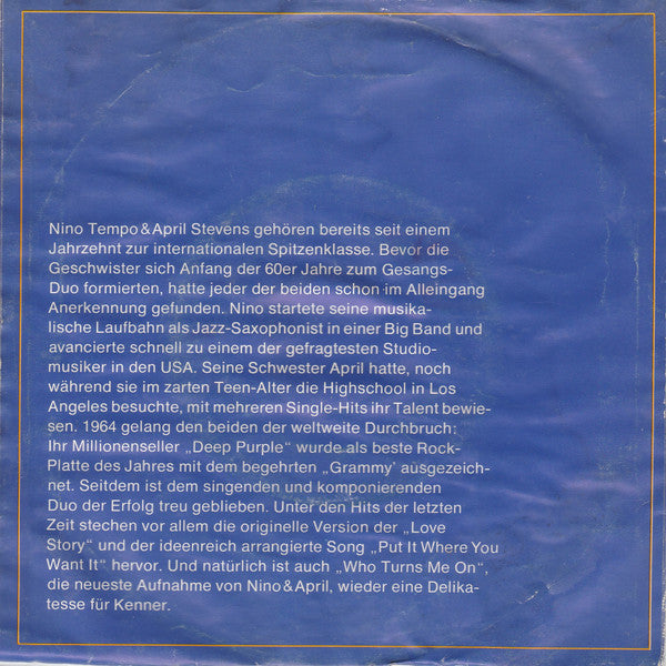 Nino Tempo & April Stevens : Who Turns Me On / Where A Girl Can't Hurt You (7", Single)