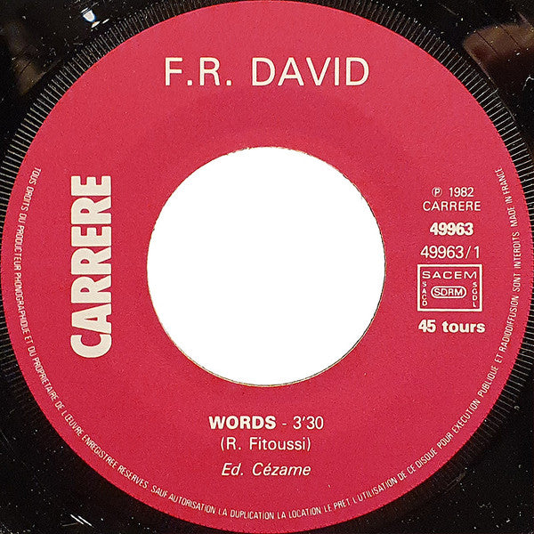 F-R David* : Words (7", Single, Pap)