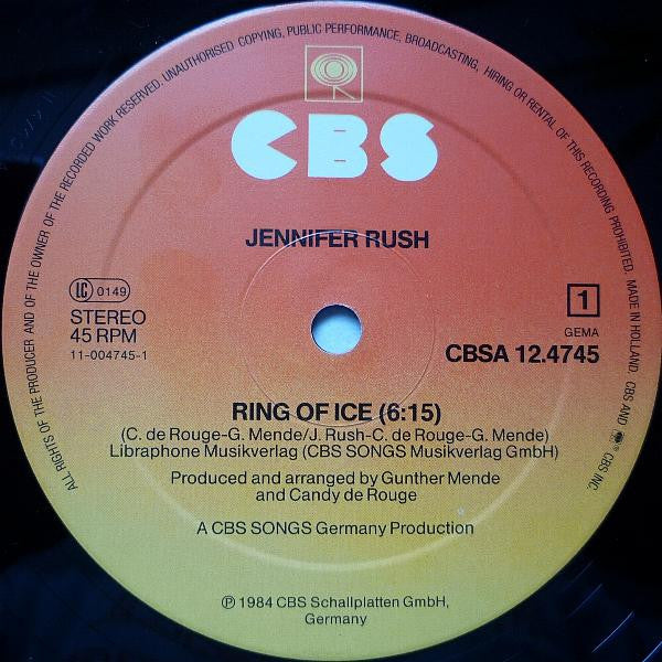 Jennifer Rush : Ring Of Ice (Extended Mix) (12", Maxi)