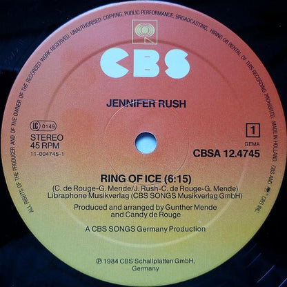 Jennifer Rush : Ring Of Ice (Extended Mix) (12", Maxi)