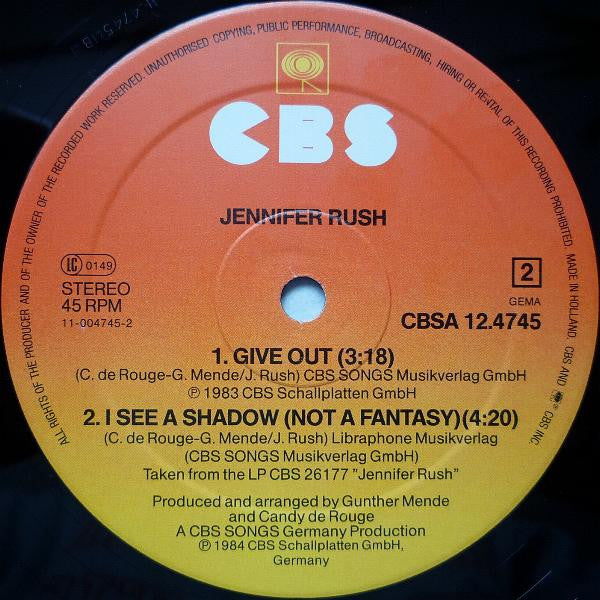 Jennifer Rush : Ring Of Ice (Extended Mix) (12", Maxi)