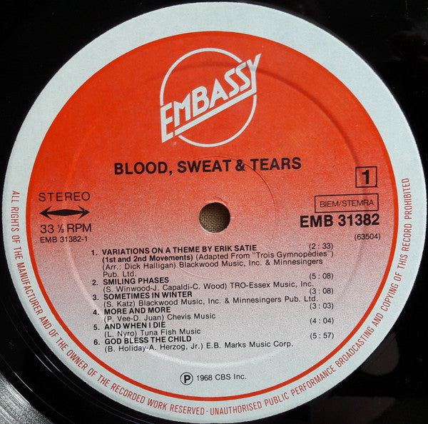 Blood, Sweat And Tears : 2nd Album (LP, Album, RE)