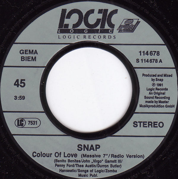 Snap! : Colour Of Love (7", Single)