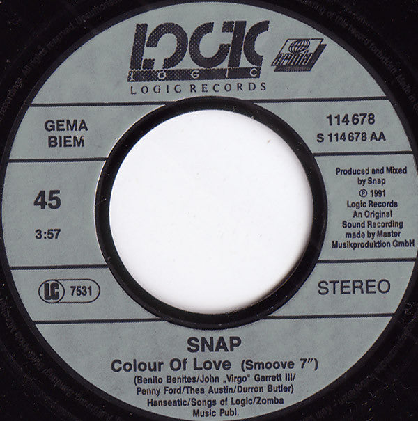 Snap! : Colour Of Love (7", Single)
