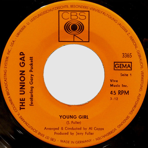The Union Gap Featuring Gary Puckett* : Young Girl (7", Single)