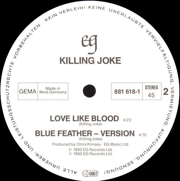 Killing Joke : Love Like Blood (12", Maxi)