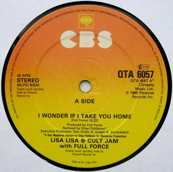 Lisa Lisa & Cult Jam With Full Force : I Wonder If I Take You Home (Remixes) (12")