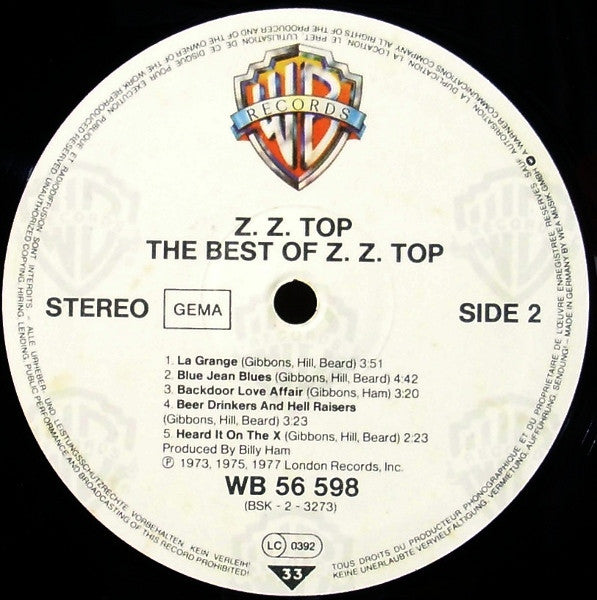 ZZ Top : The Best Of ZZ Top (LP, Comp, RE, RP)