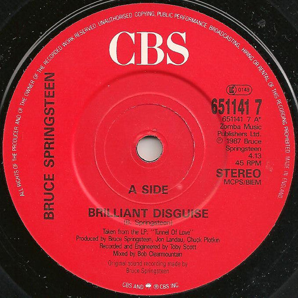 Bruce Springsteen : Brilliant Disguise (7", Single, M/Print)
