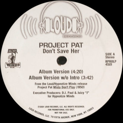 Project Pat : Don't Save Her (12", Promo)