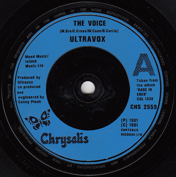 Ultravox : The Voice (7", Single, Blu)