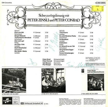 Peter Zinsli Und Peter Conrad (2) : Schwyzerörgelimusig Mit Peter Zinsli Und Peter Conrad (LP)
