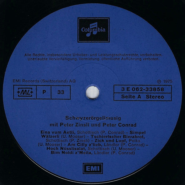 Peter Zinsli Und Peter Conrad (2) : Schwyzerörgelimusig Mit Peter Zinsli Und Peter Conrad (LP)