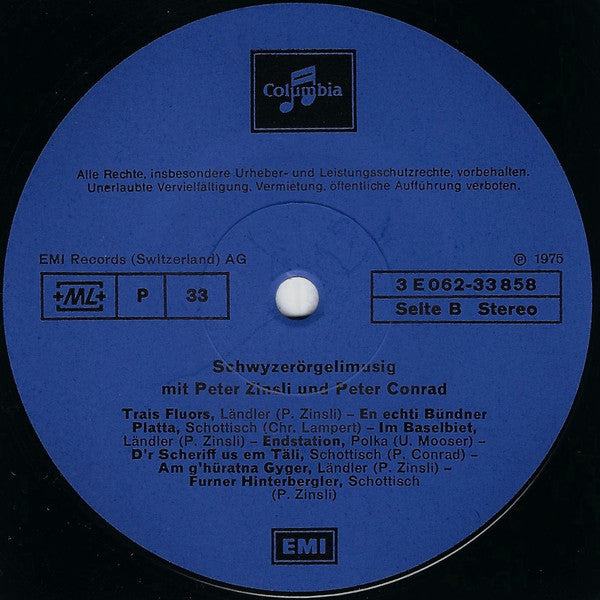 Peter Zinsli Und Peter Conrad (2) : Schwyzerörgelimusig Mit Peter Zinsli Und Peter Conrad (LP)